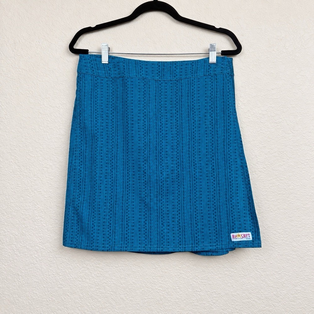 Rip Skirt Women's Skirt Hawaii Wrap Polyester Geometric Blue Green Length 2 Sz M
